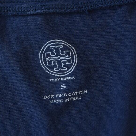 TORY BURCH Scoop Neck Polka Dot T-shirt Navy White - Picture 4 of 7